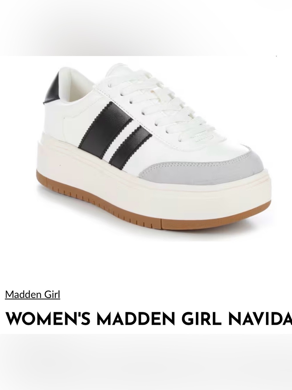 Madden Girl WOMEN'S NAVIDA Sneakers, White/Black/Gray, Size 7M